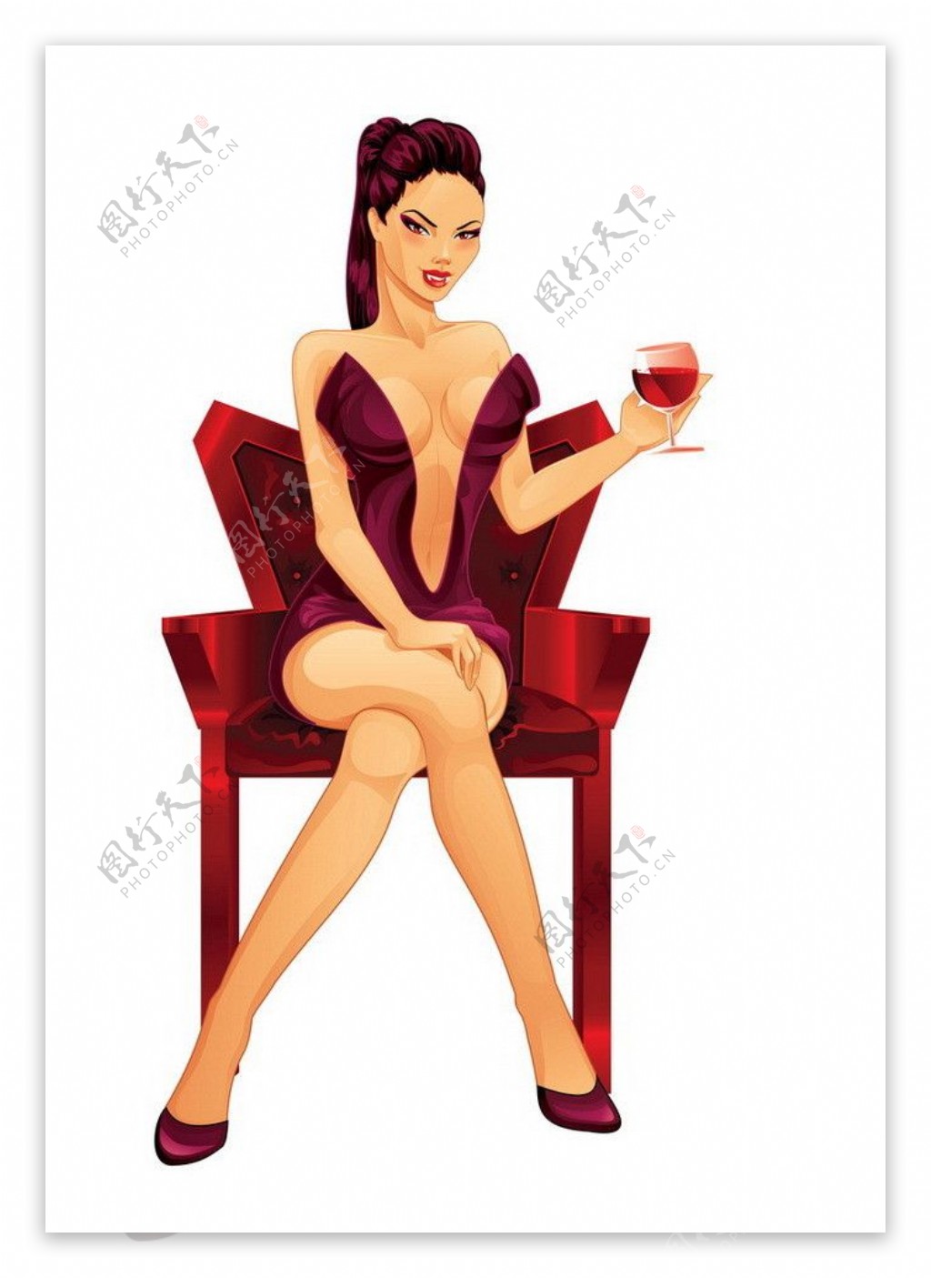 喝红酒女人图片