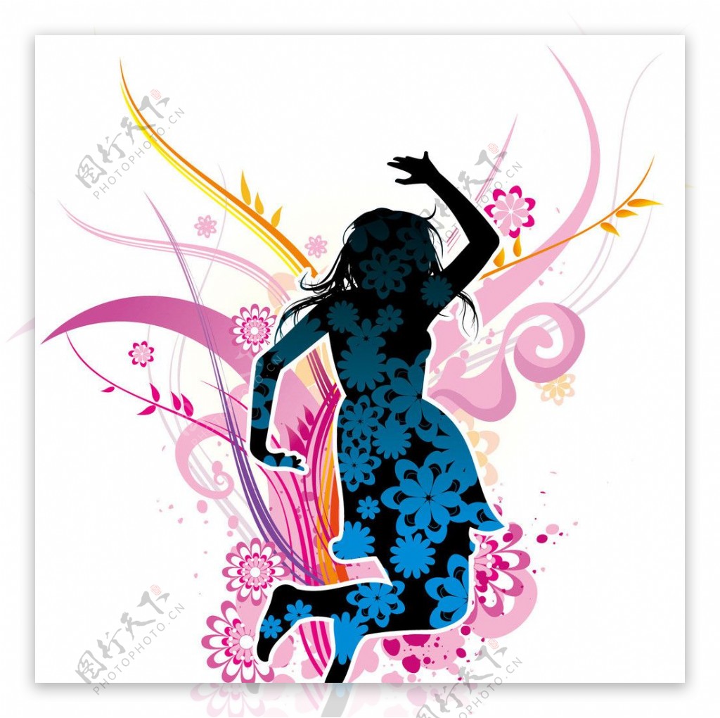 女性舞蹈花纹图片