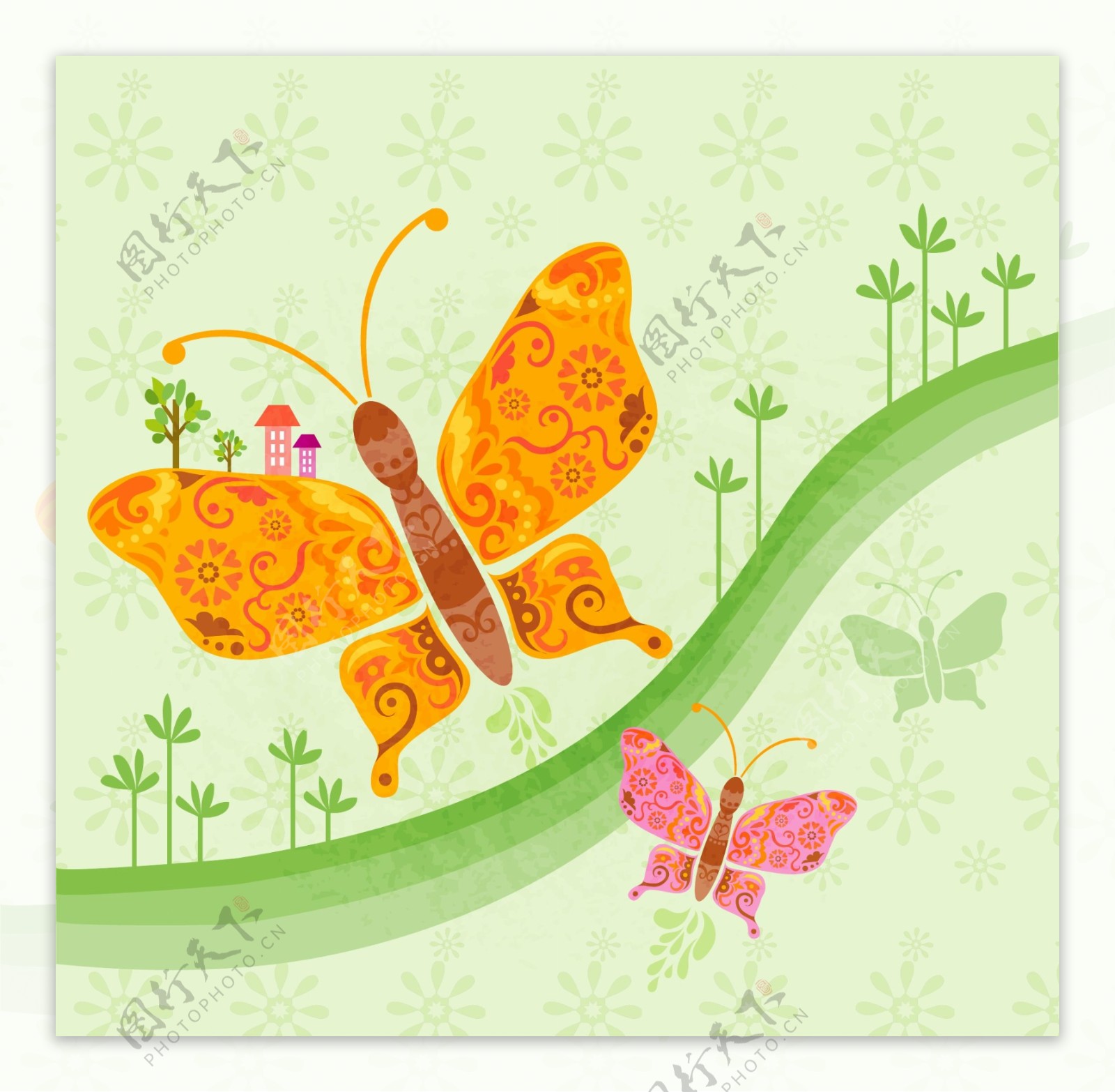 蝴蝶卡通画图片