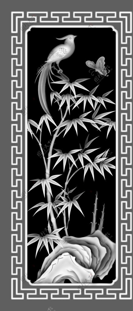 梅兰竹菊灰度图片