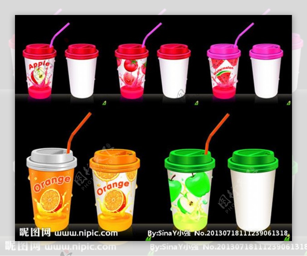 果汁塑料杯包装素材图片