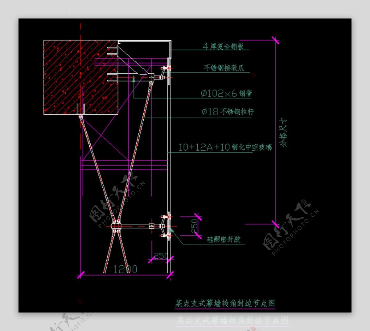 幕墙转角封边节点图图片