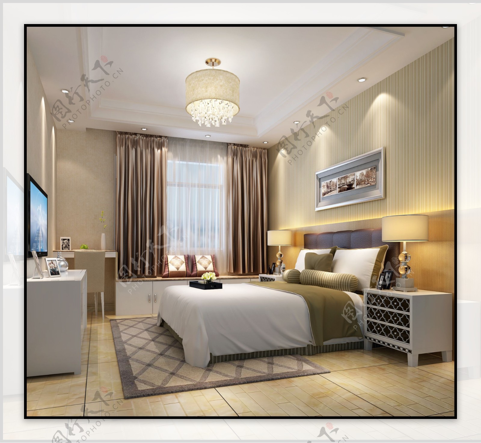 现代卧室3D效果图图片