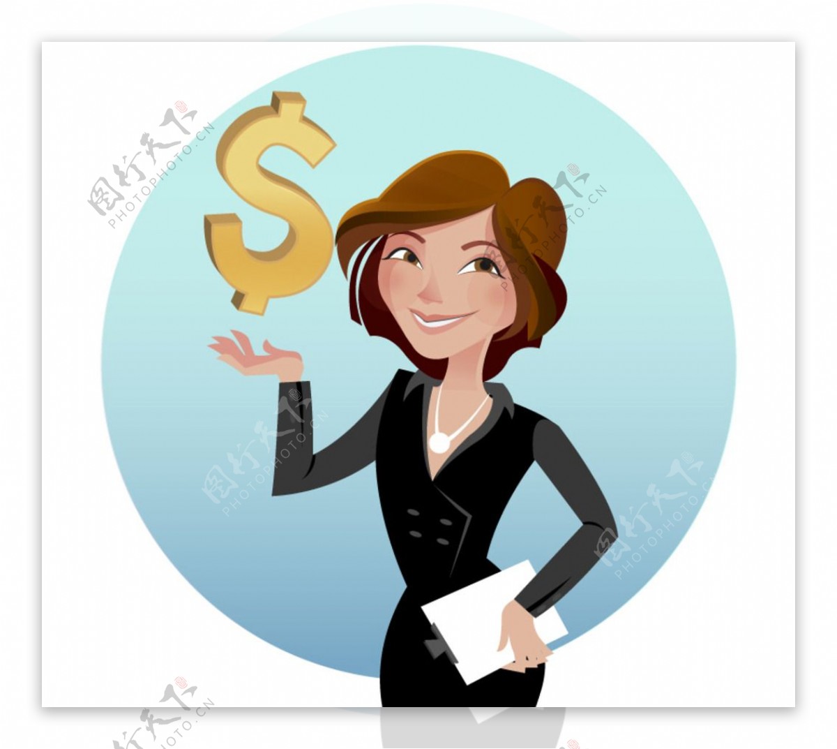 商务女郎与货币符号图片