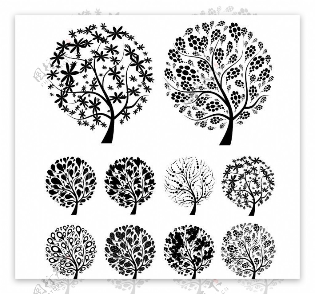 黑白花纹树木图片