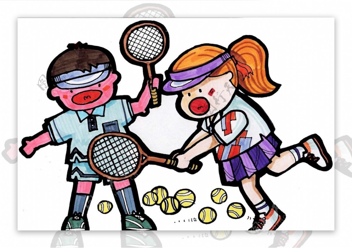 网球卡通图片