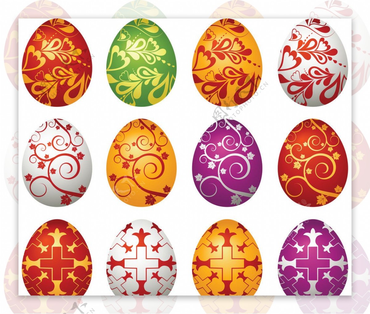 手绘彩蛋透明装饰图案图片素材-编号28755169-图行天下
