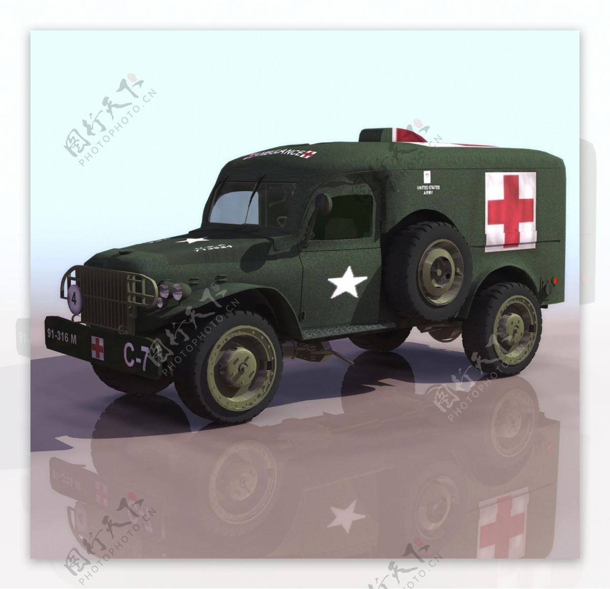 3D模型图库军事武器装备医护车图片