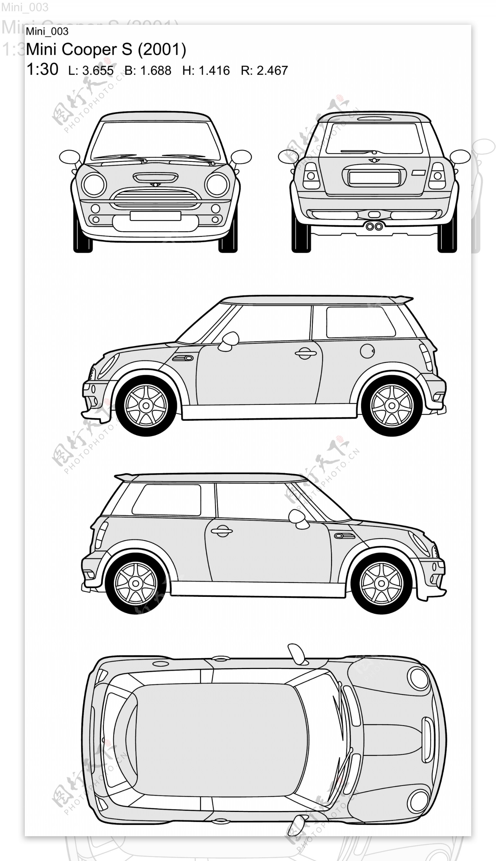 MINI汽车线框图图片