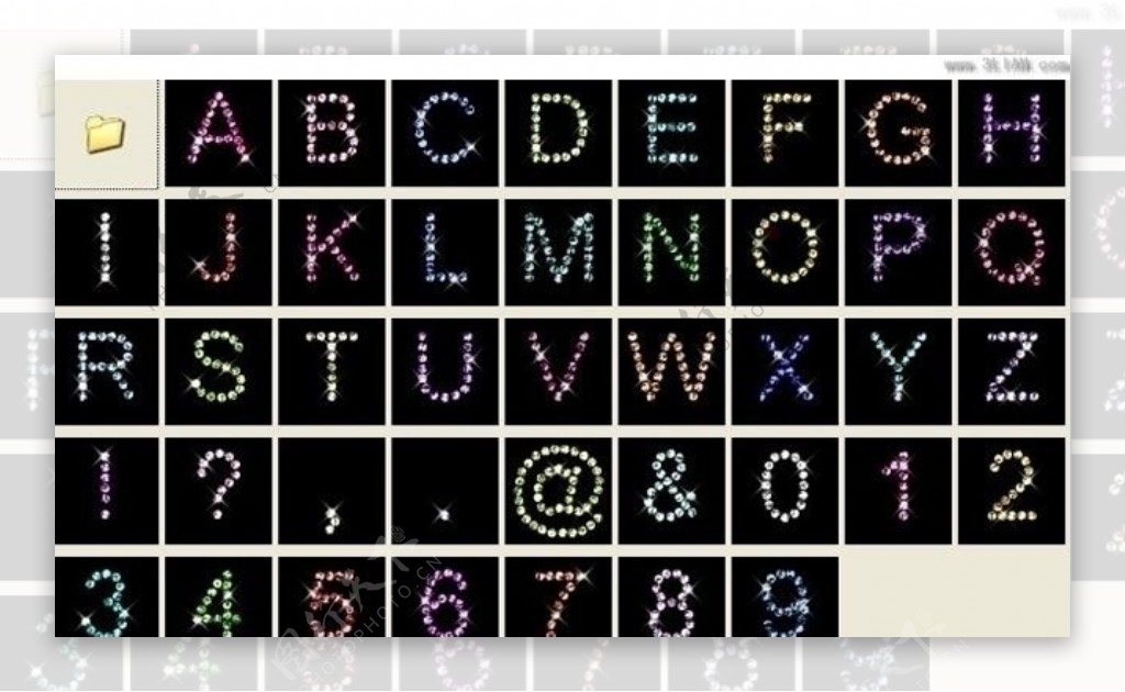 彩色宝石字母与数字PSD分层素材