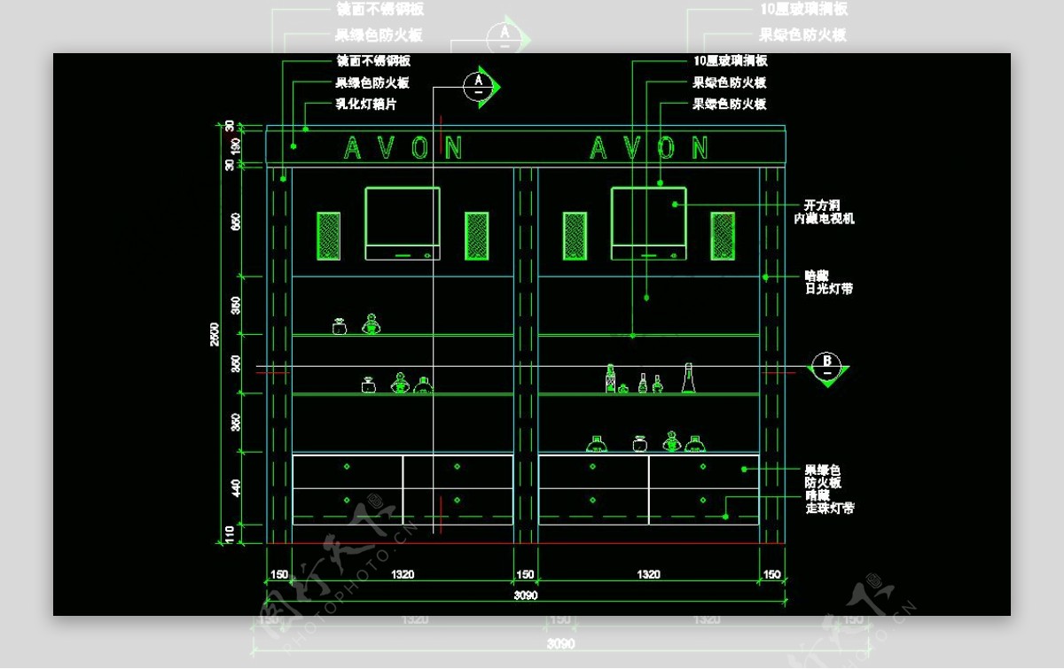 CAD之化妆道具店面布置图片