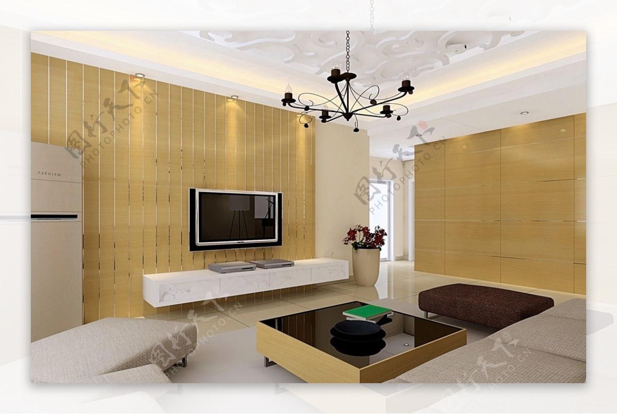 木式家具设计客厅效果图图片