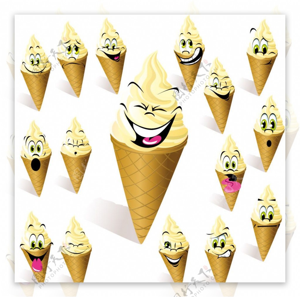 冰淇淋表情矢量图片