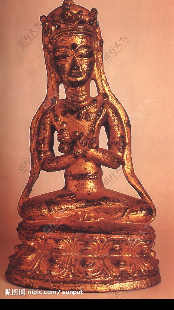 铸铜鎏金观音菩萨像图片