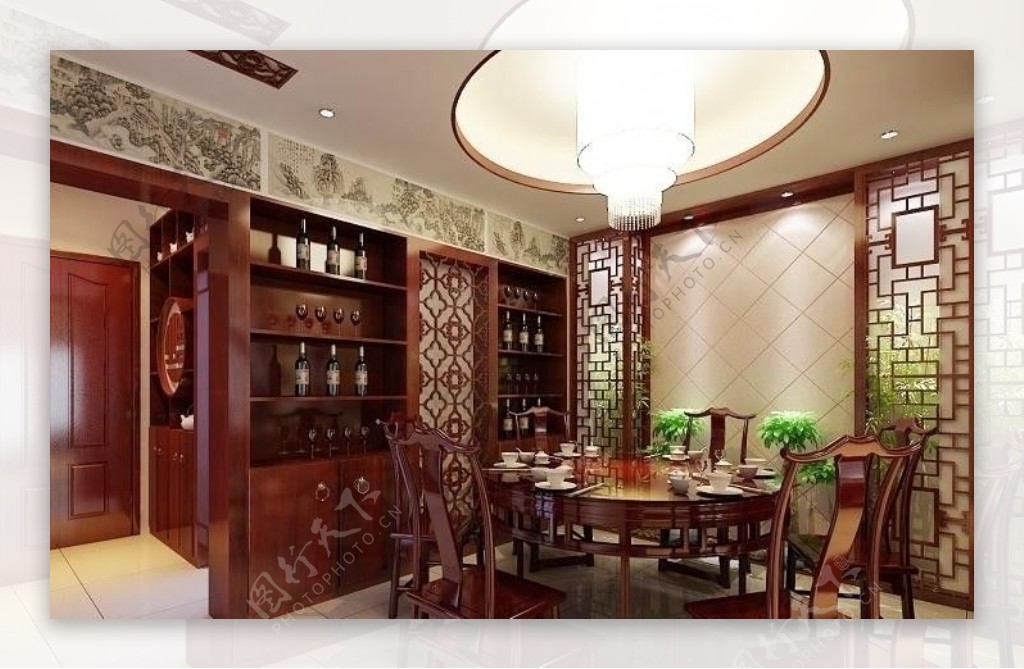 中式家装餐厅效果图图片