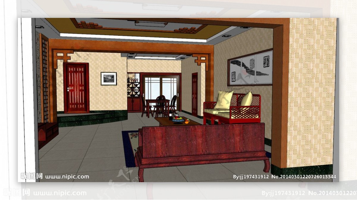 中式家庭室内设计模型图片