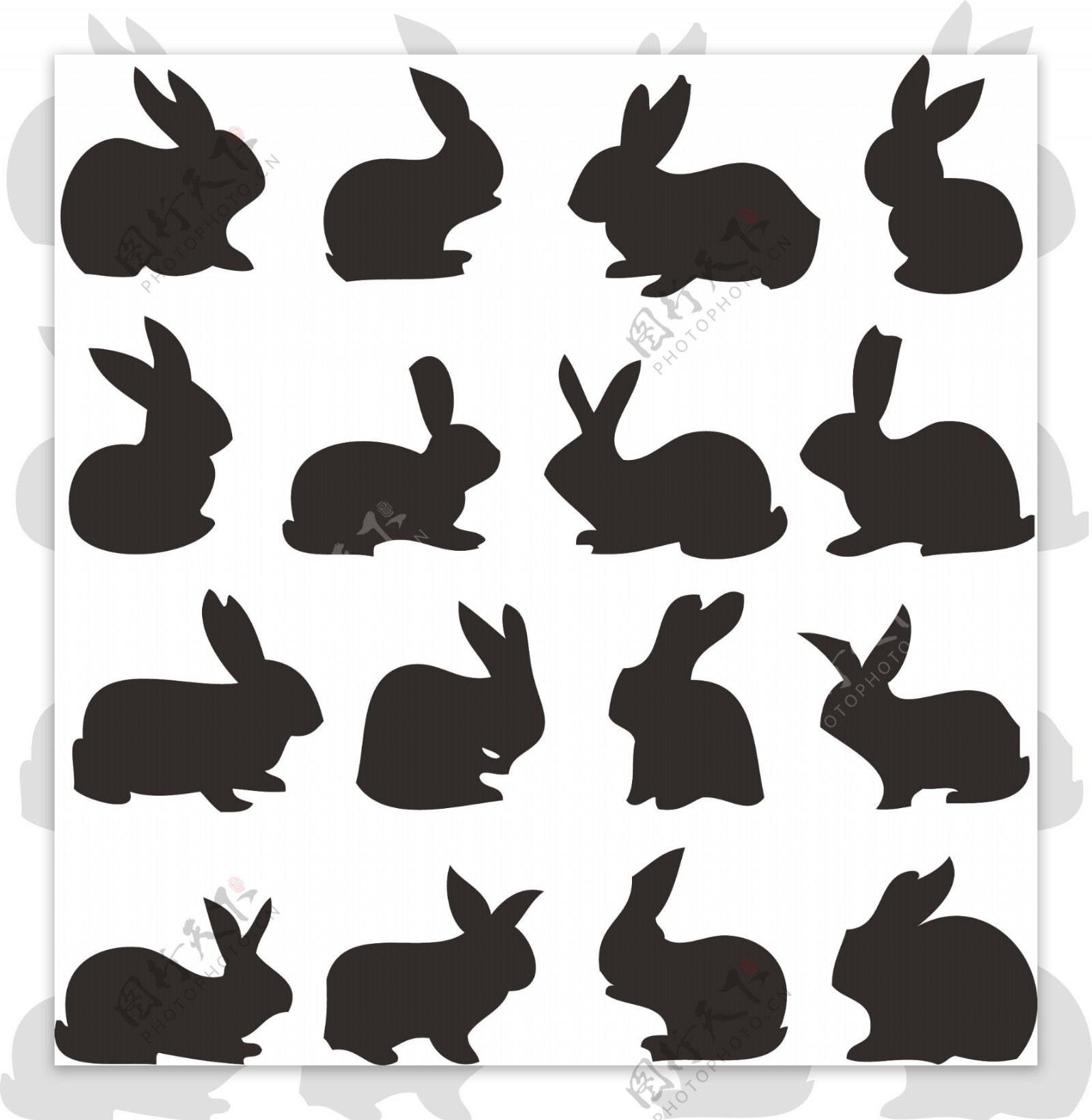 兔子剪影矢量图片