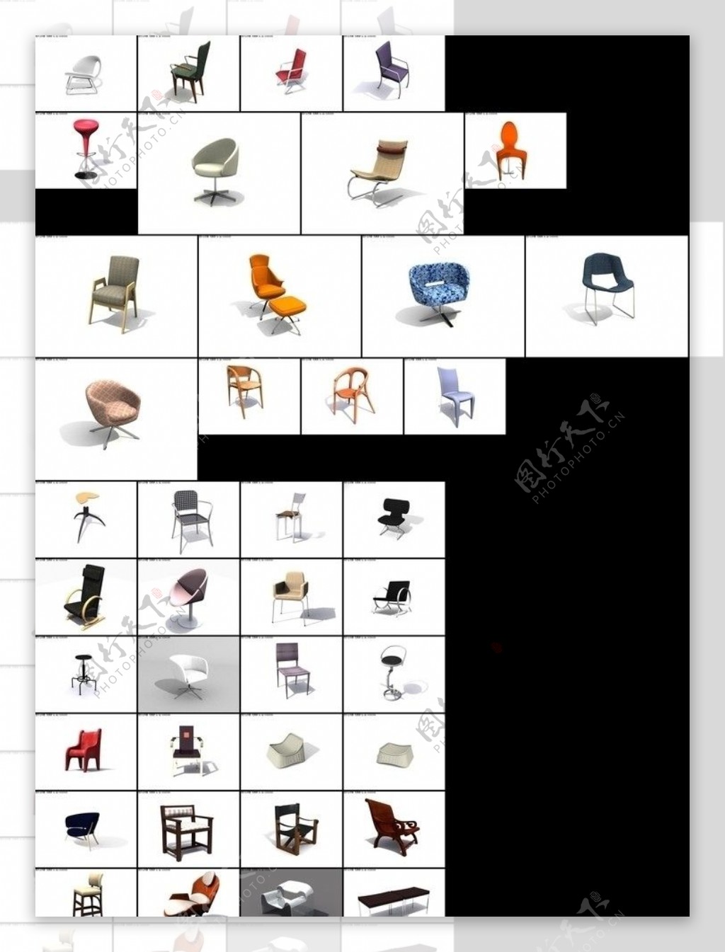 现代椅子3D模型图片
