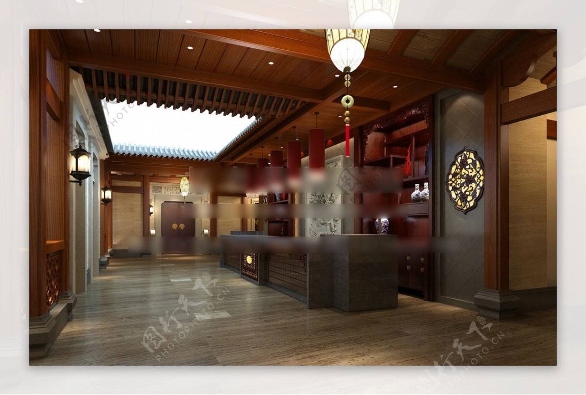 中式酒店大堂图片