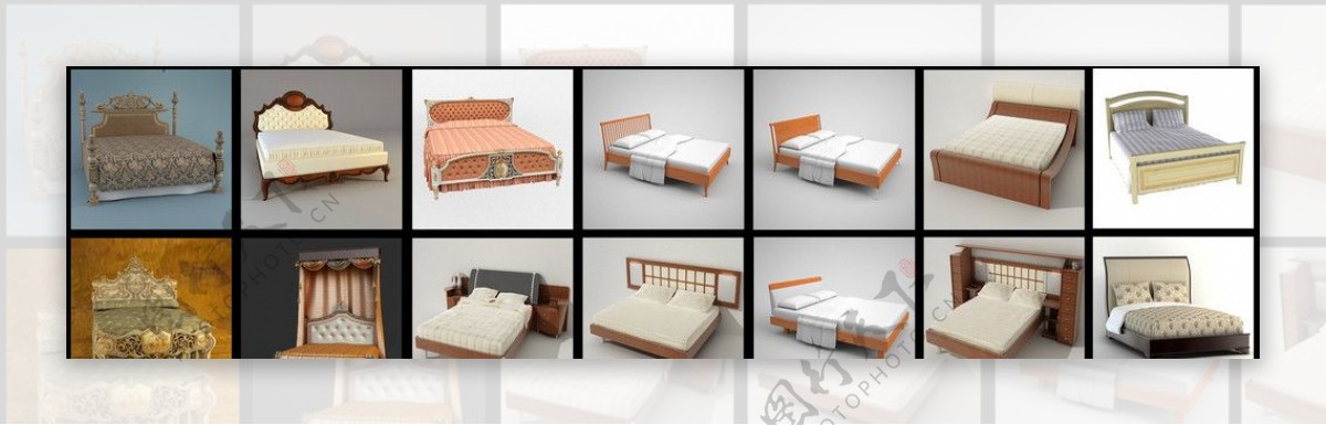 14精美欧式床模型图片