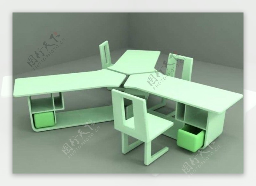 组合办公桌3Dmax图片
