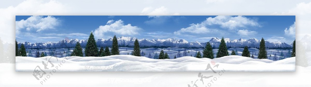 宽幅全景冬日雪景图图片