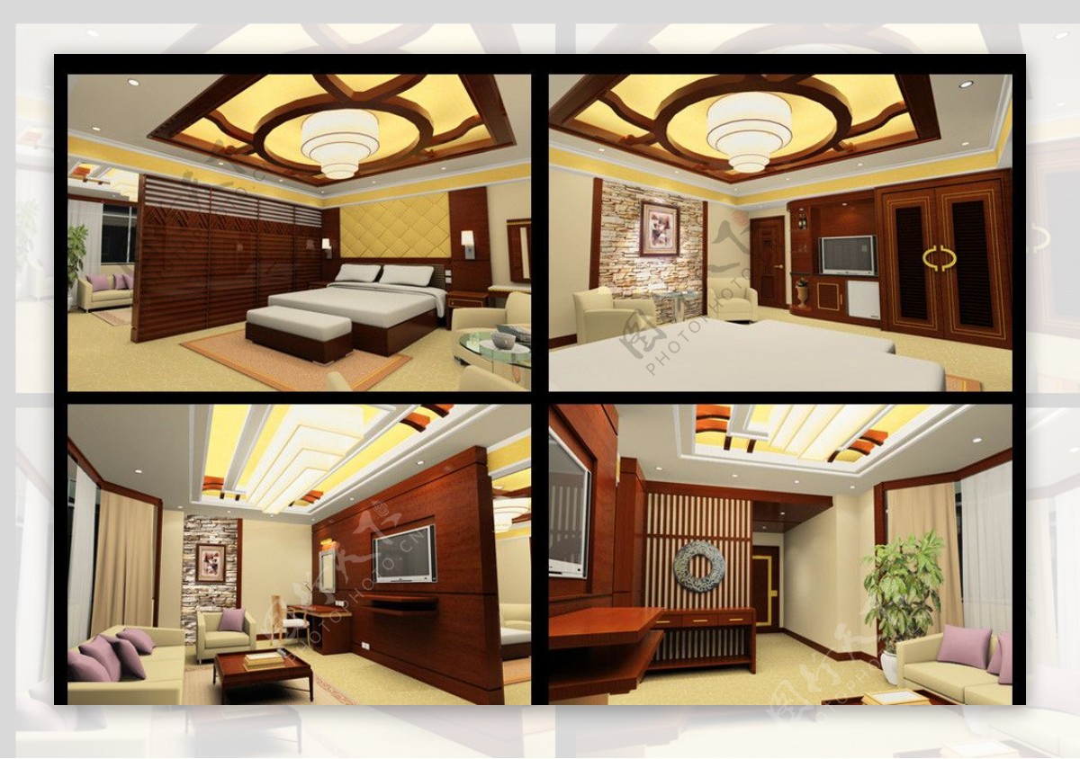 原创酒店宾馆豪华套房标间3dmax模型图片