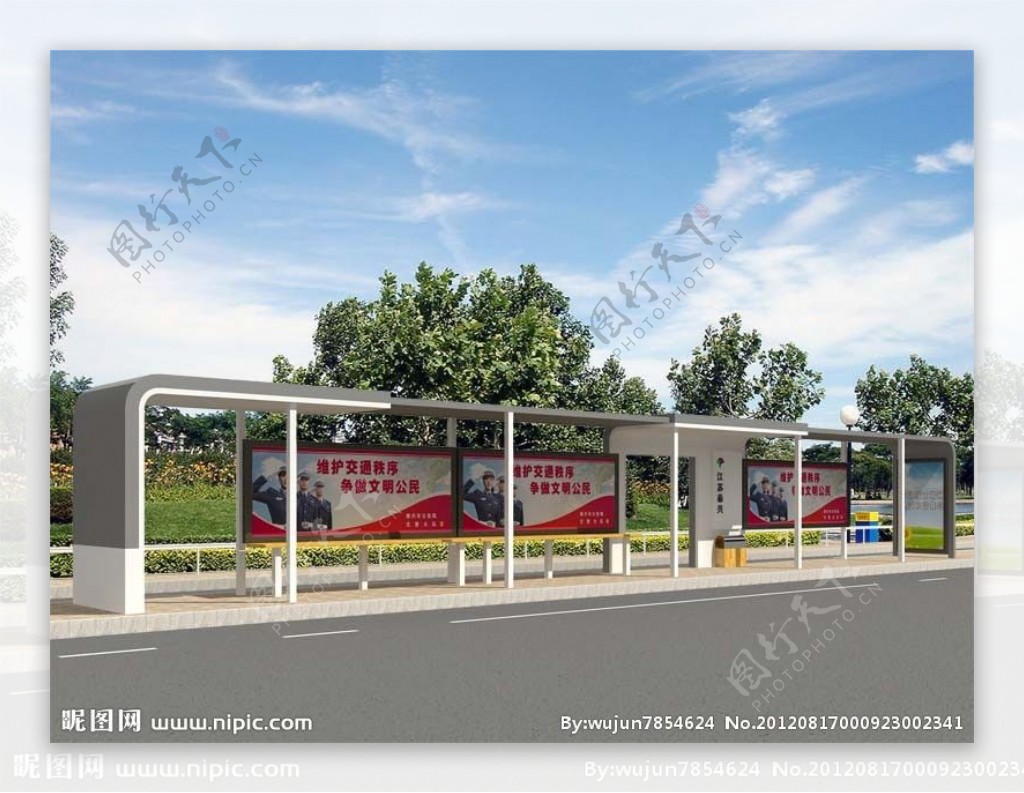 公交站台效果图图片