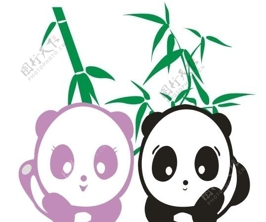 卡通熊猫竹叶cdr矢量图图片