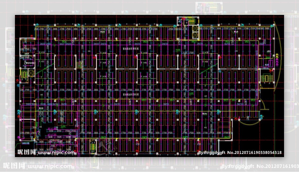 停车库六层给排水消防平面图图片