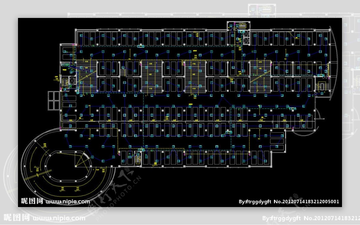 停车库三四层消防平面布线图片