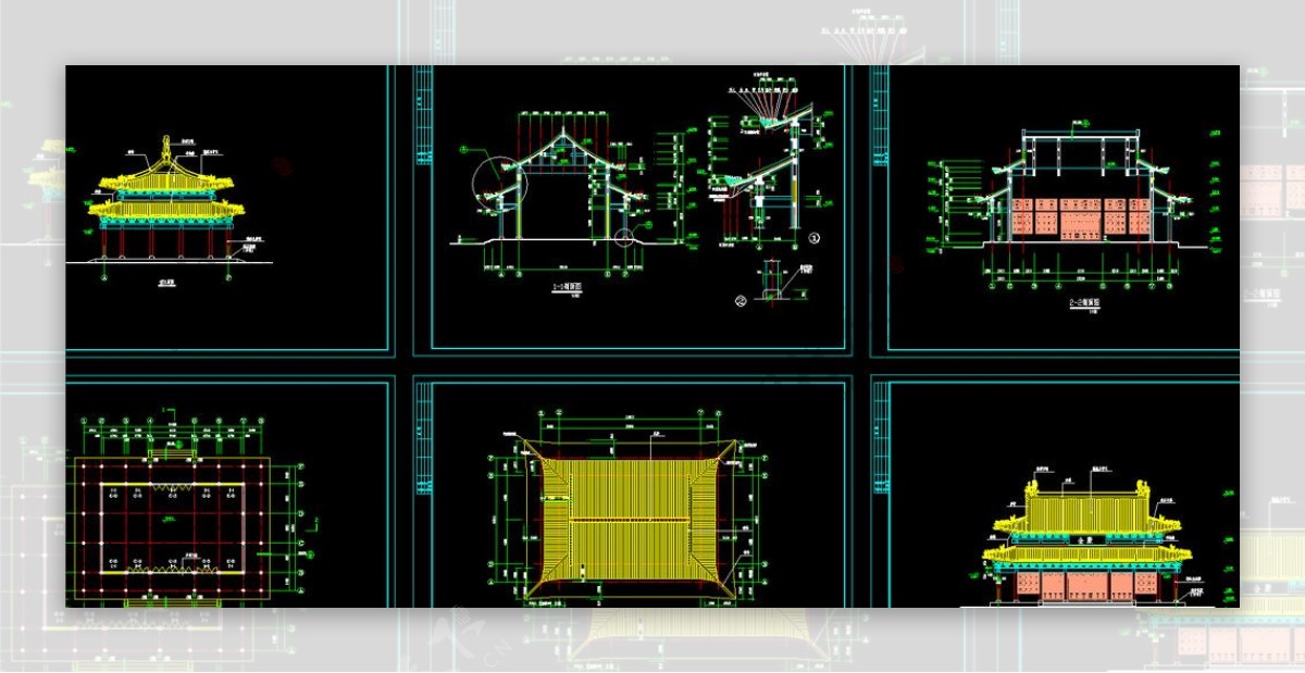 金殿建筑施工图纸图片