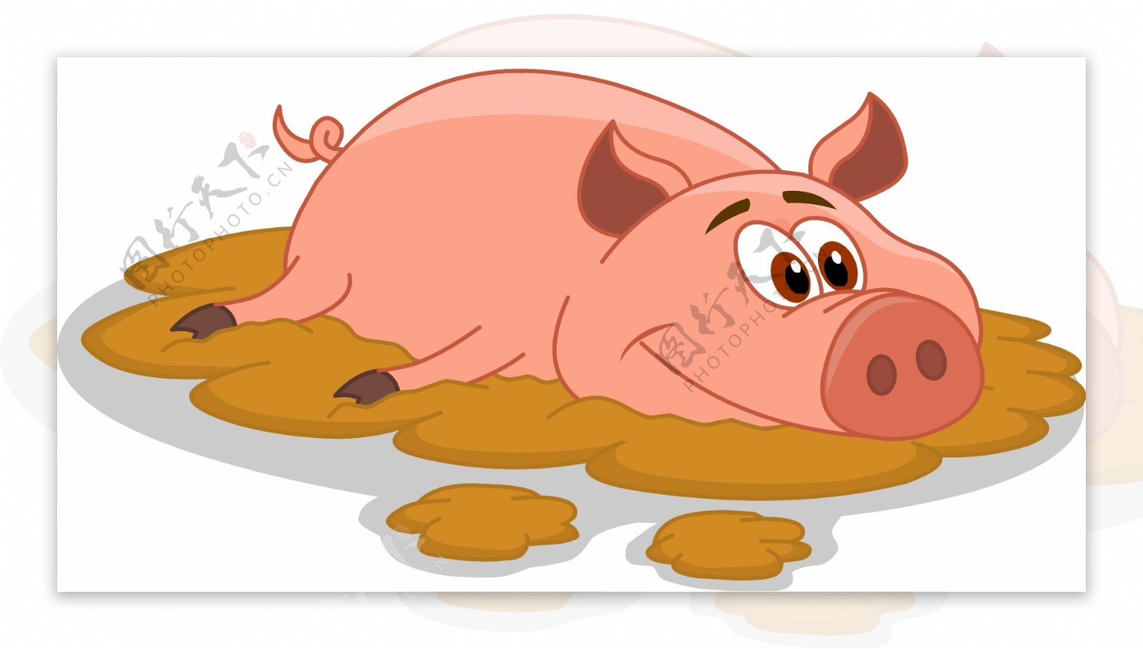 泥潭里的小猪矢量图图片