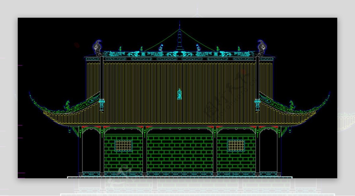 古建庙宇背立面图片