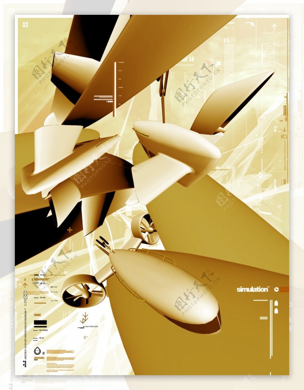 商务飞机梦幻科技空间背景抽象图片