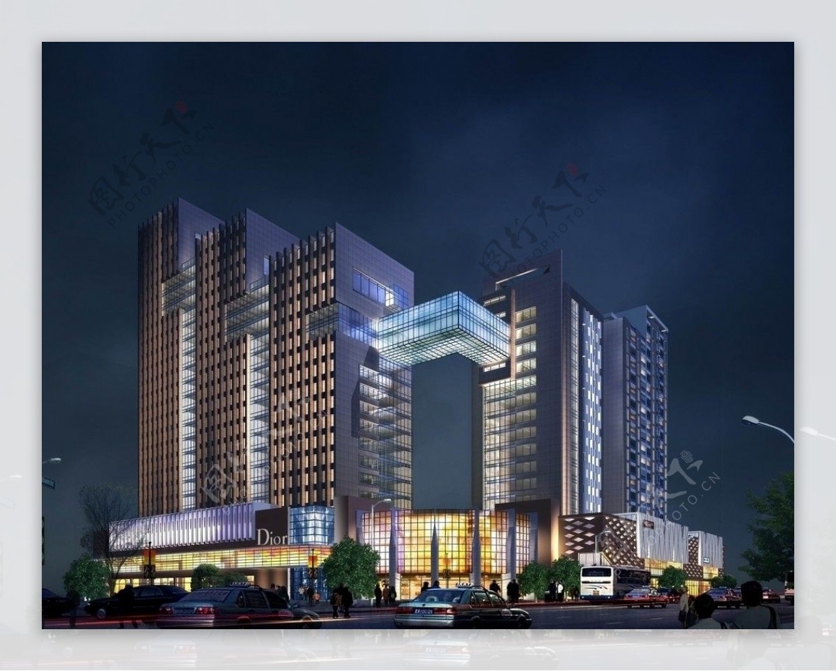 酒店式公寓设计表现方案夜景效果图图片