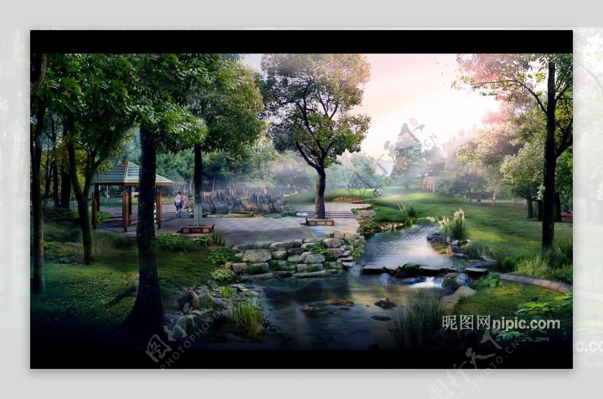 公园园林景观效果图PSD素材图片