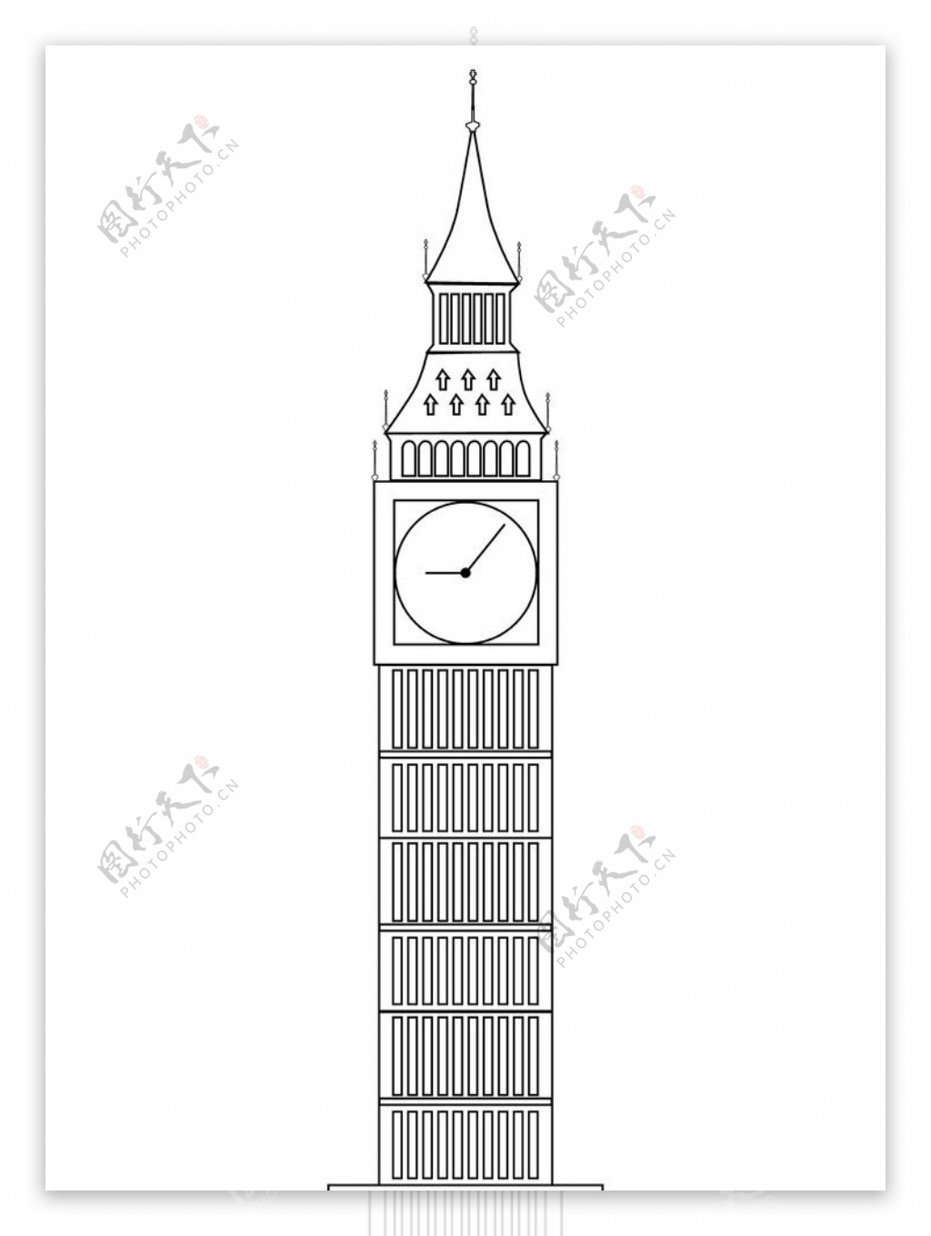 伦敦大本钟正面矢量图片