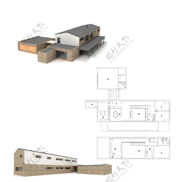 精品建筑模型15内部各房间布局完整摆设齐全图片