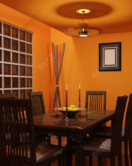 橘色浪漫橘色主题餐厅场景图片