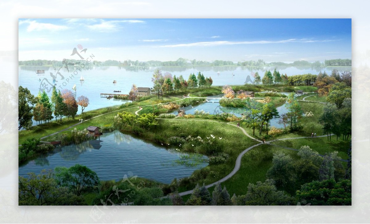 湖边湿地景观设计图片