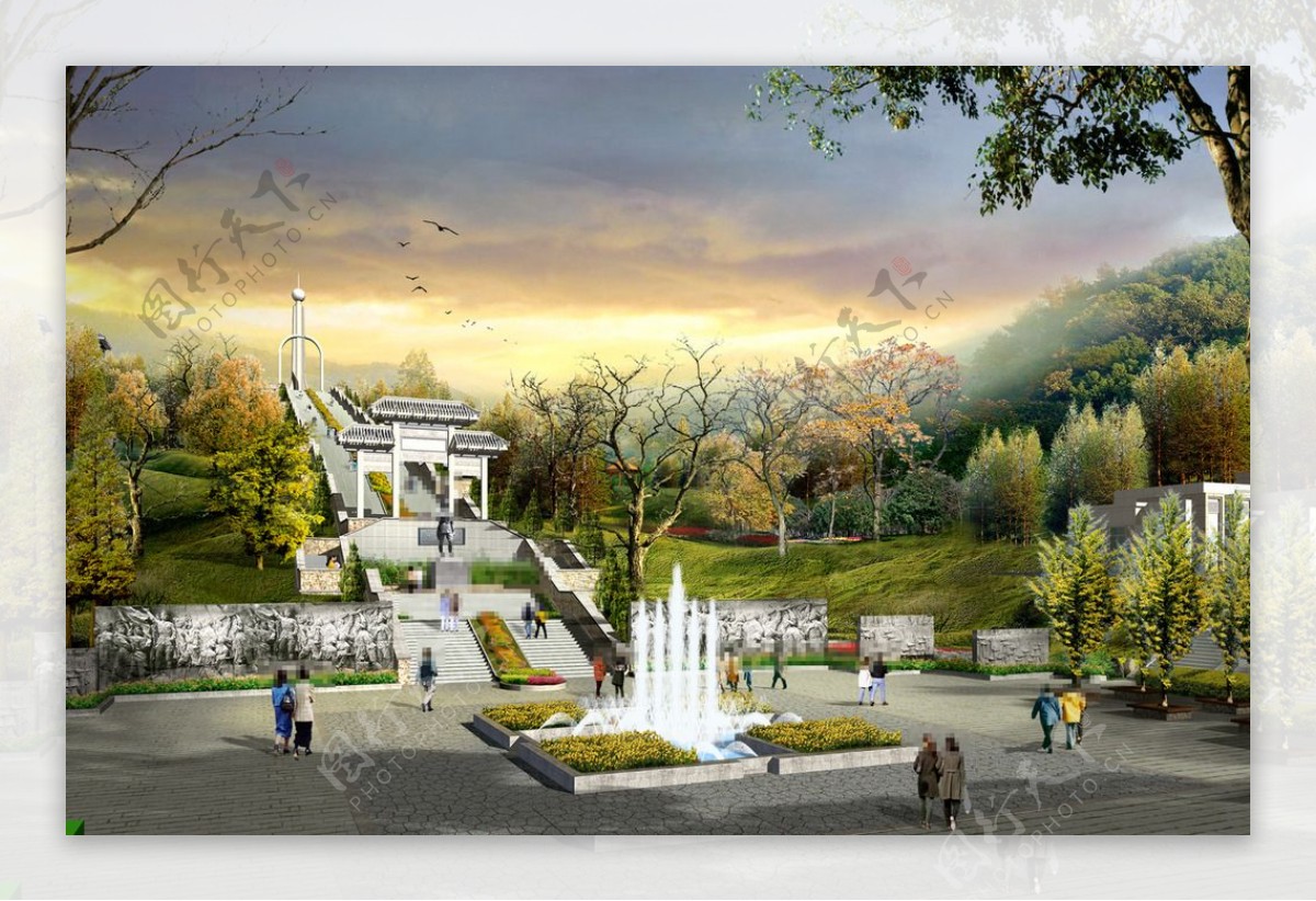 烈士陵园景观设计图片