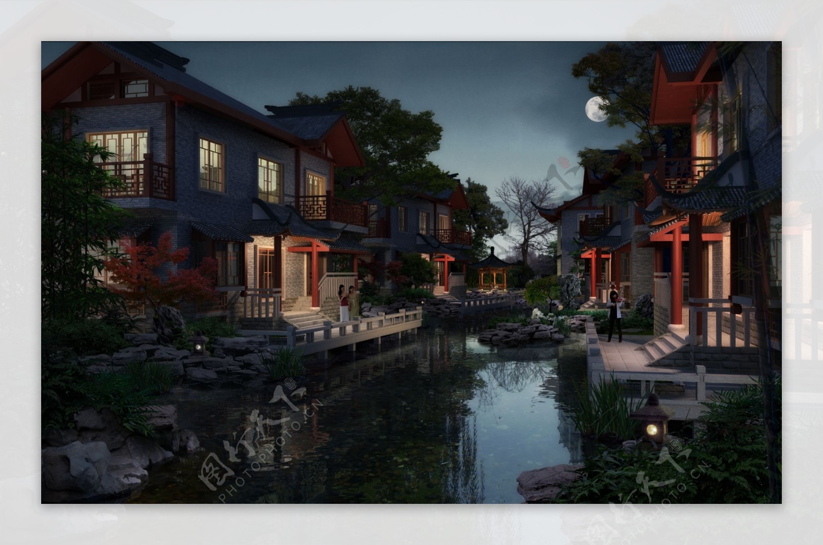 别墅夜景环境效果图图片