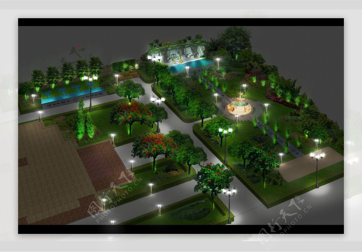 别墅小区环境灯光设计效果图图片