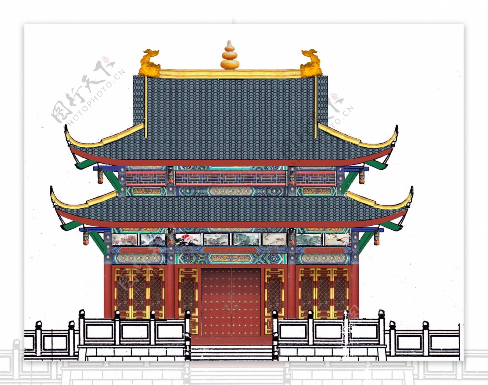 古建门楼效果图图片