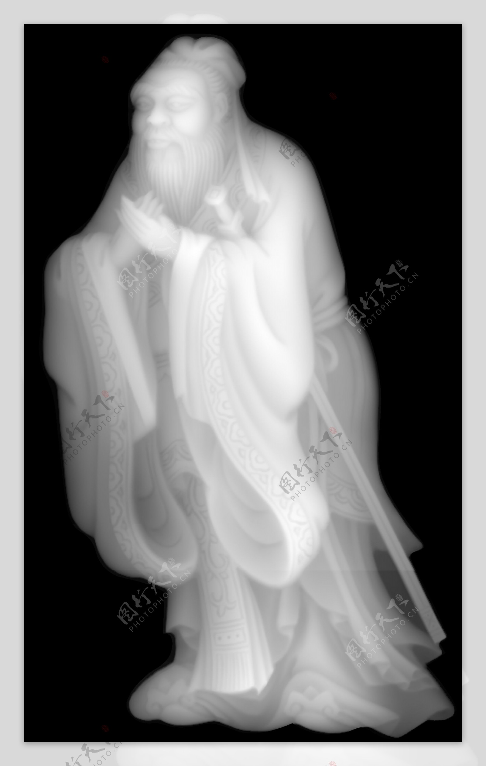 3D雕刻灰度图人物孔子图片