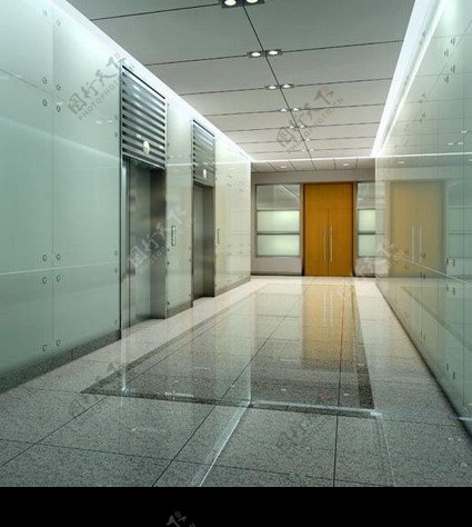 走廊电梯口3D模型图片
