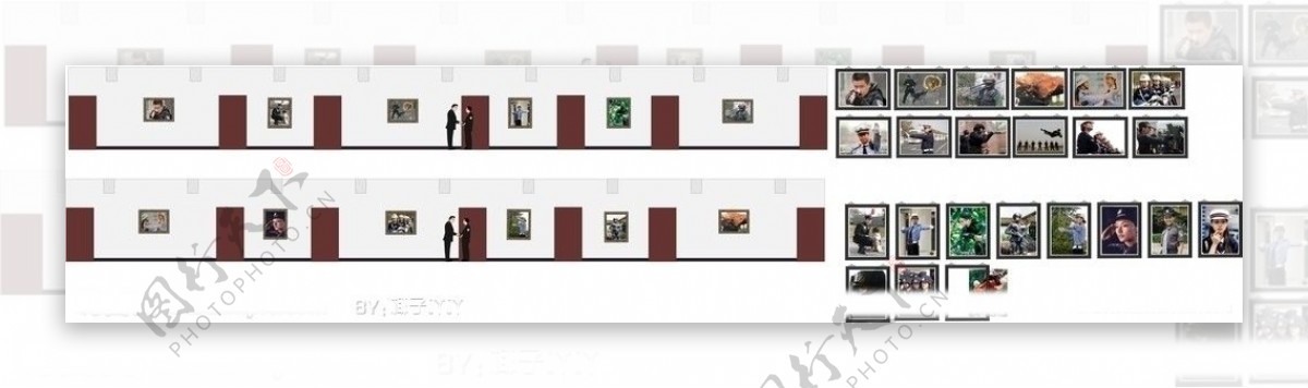 走廊壁画公安特写矢量人物图片