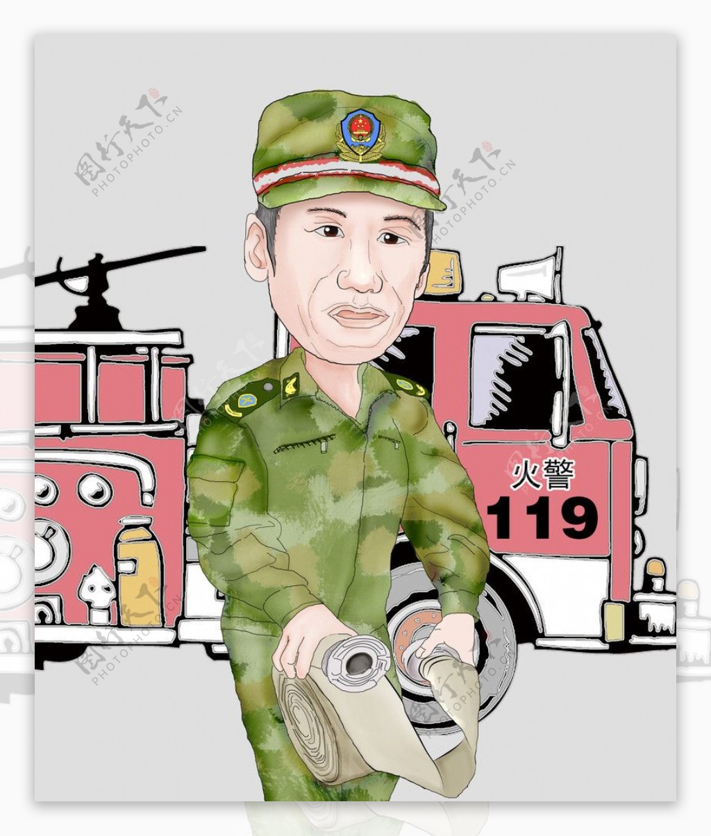 漫画消防军人图片