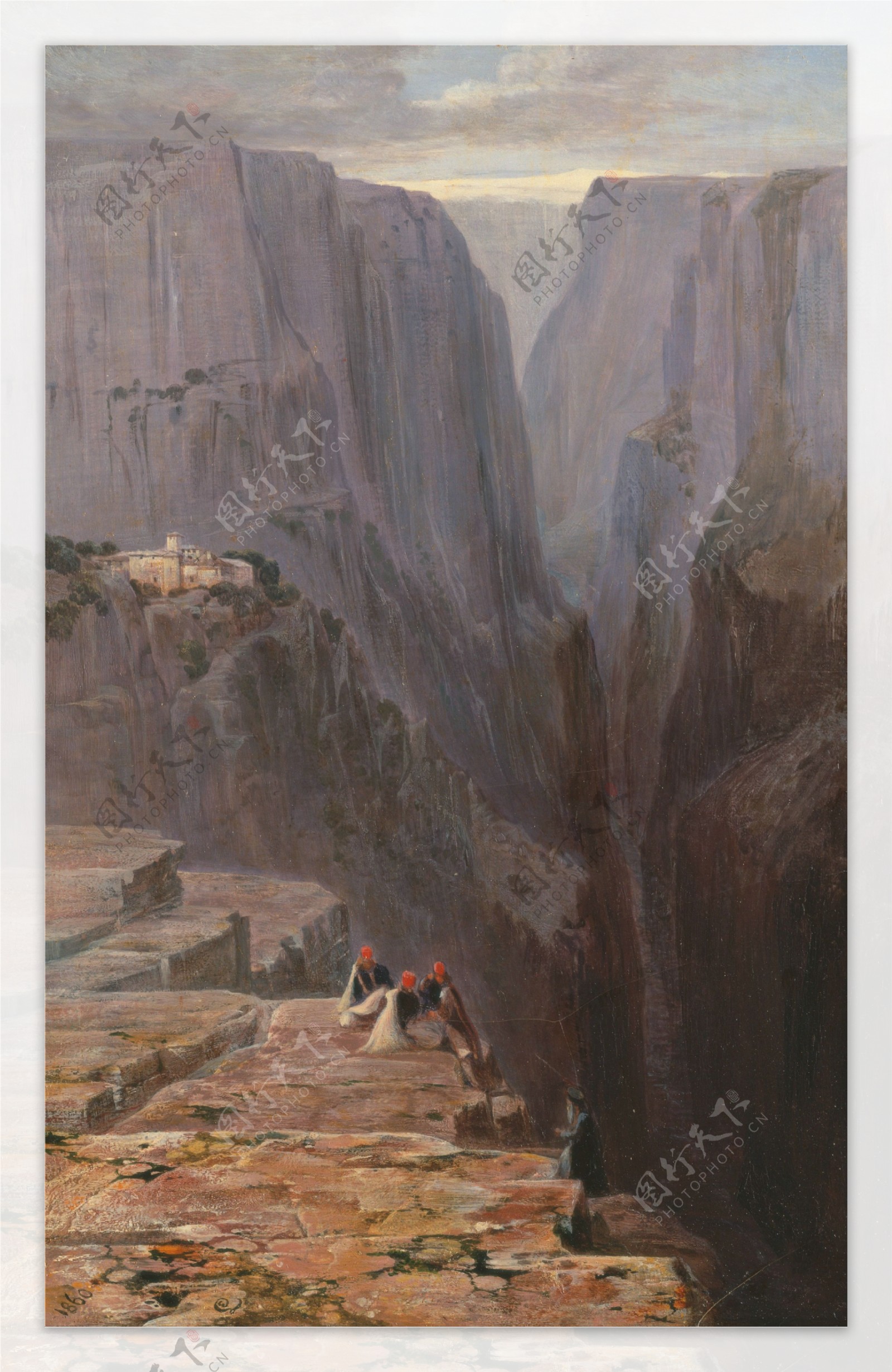 油画峡谷河流图片素材-编号11723199-图行天下